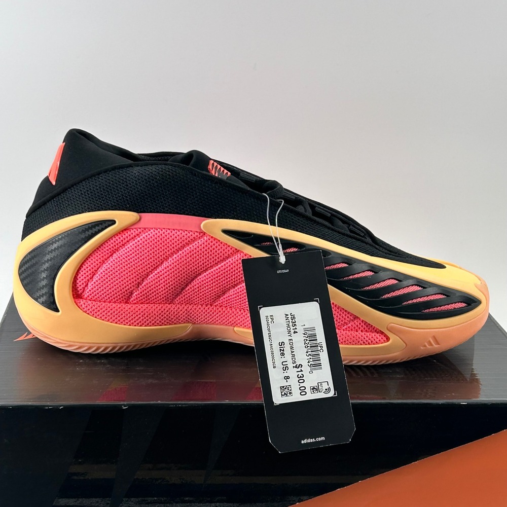 adidas Anthony Edwards 2 AE2 Mens 8.5 Orange Black JS3514 Basketball Shoes NIB
